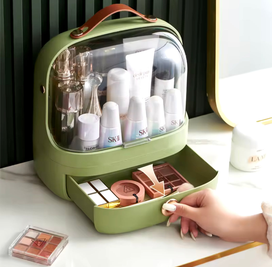Luxury Makeup Organizer Case, Waterproof Cosmetic Storage Box With Drawer, Desktop Perfume Organizer, Luxury Makeup Organizer Case, Waterproof Cosmetic Storage Box With Drawer, Desktop Perfume Organizer,